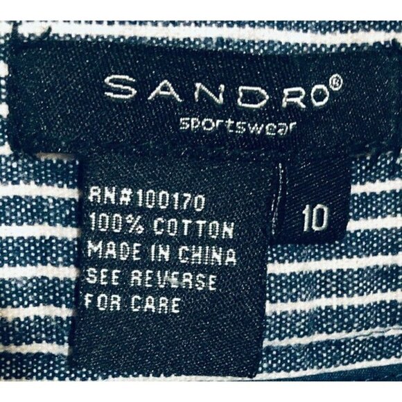 Sandro Sportswear Womens Size 10 Blue Striped Crop Cuffed Pants - Picture 4 of 5